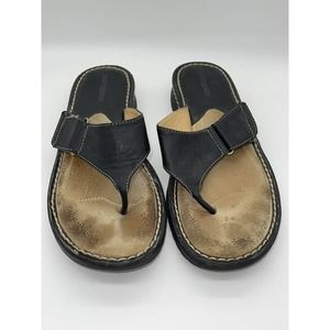 Softspots Sandals Women’s Dark Brown Leather Upper Slip On Flip Flop Size 10W